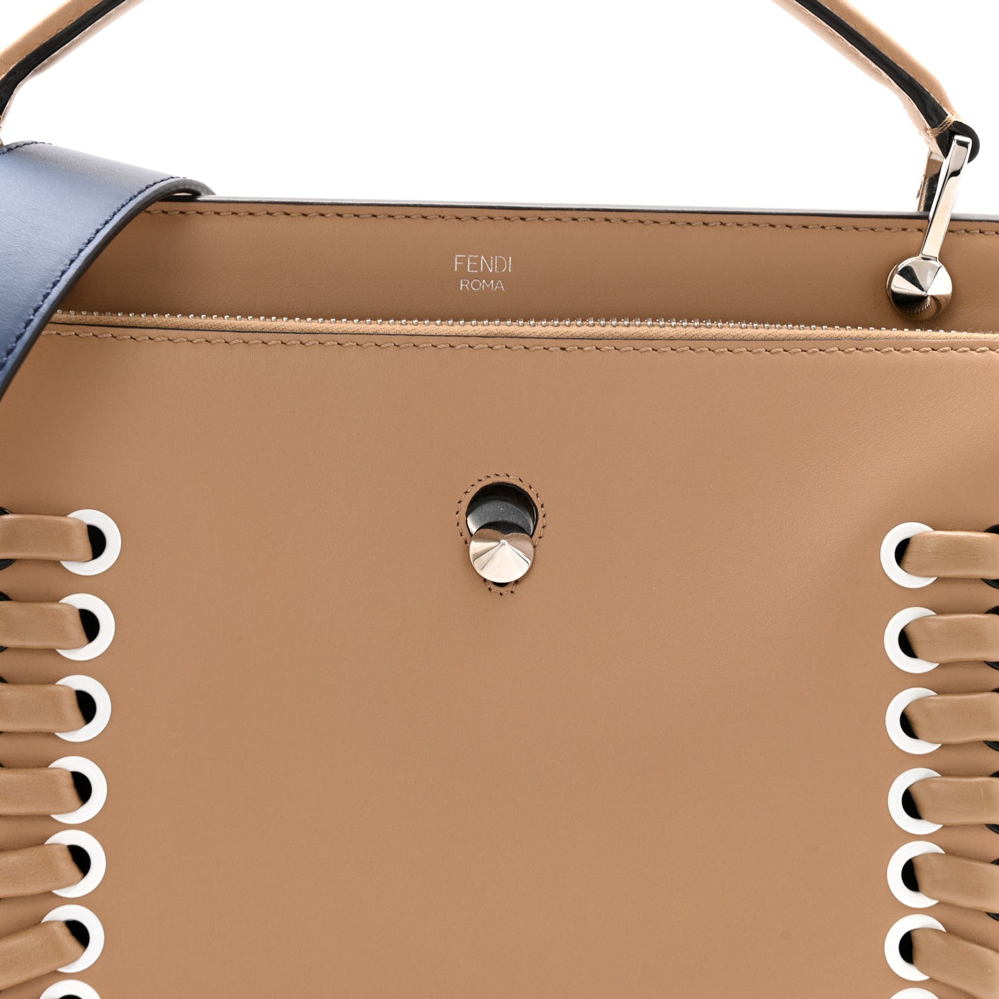 Vitello Baltico Dolce Shiny Nappa Lace Up DotCom Satchel Cuoio Ceruleo