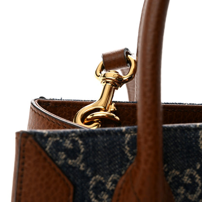 Gucci New Denim GG Monogram Dollar Calfskin Medium Jackie 1961 Tote Blue Tea Cuir Epilog 11 of 12