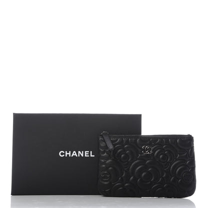Chanel Goatskin Camellia Embossed Cosmetic Pouch Black 8 of 8