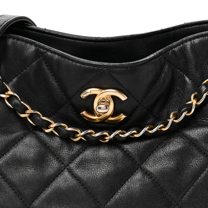 Chanel Shiny Lambskin Quilted Fashion Therapy Hobo Black 7 of 9