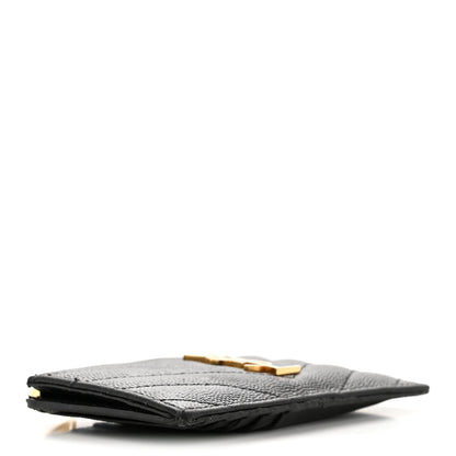 Saint Laurent Grain De Poudre Matelasse Chevron Monogram Fragments Zippered Card Case Black 4 of 11