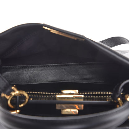 Fendi Vitello Seta Shiny Nappa Medium Peekaboo Iconic Satchel Black 5 of 8
