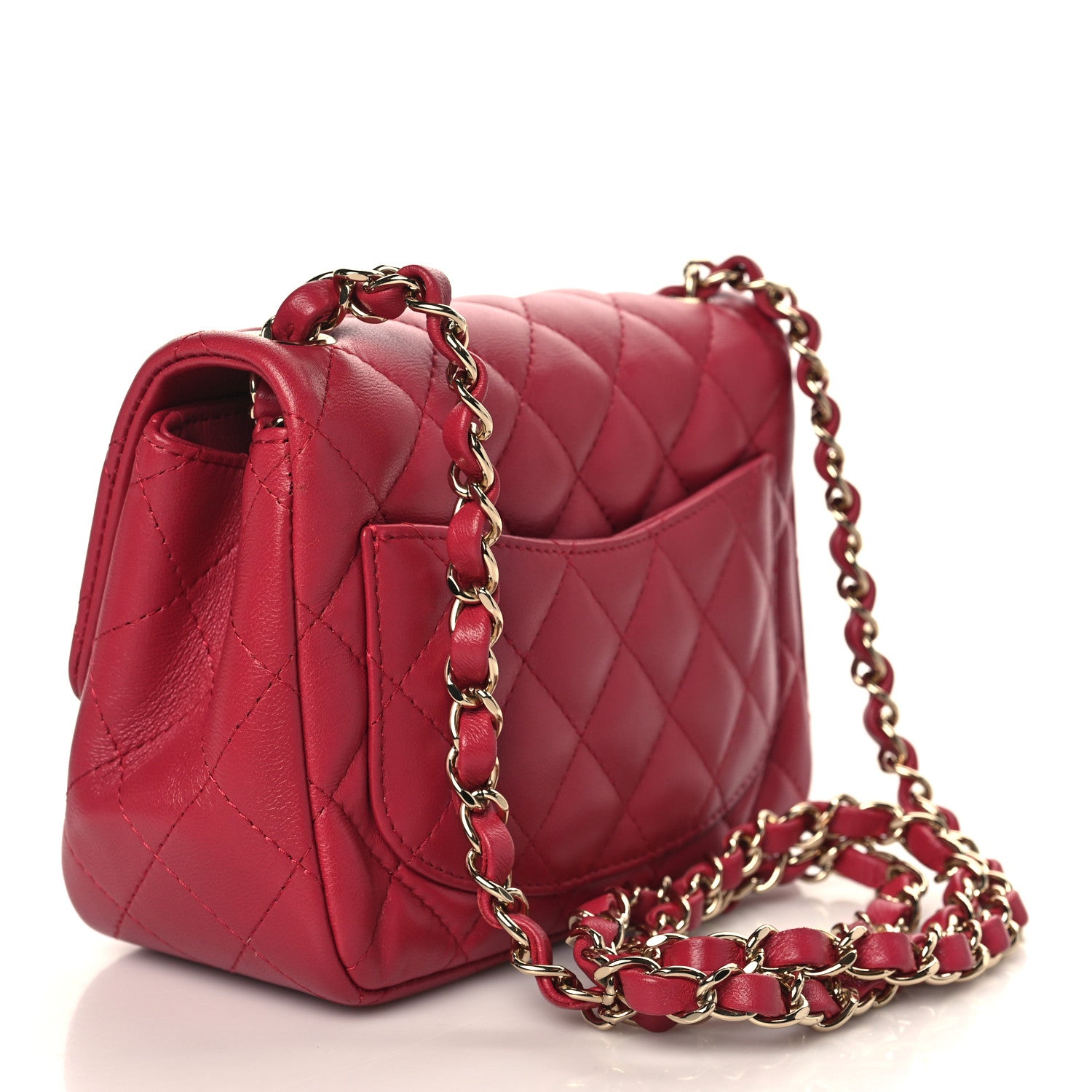 Chanel Lambskin Quilted Mini Square Flap Dark Pink 3 of 9