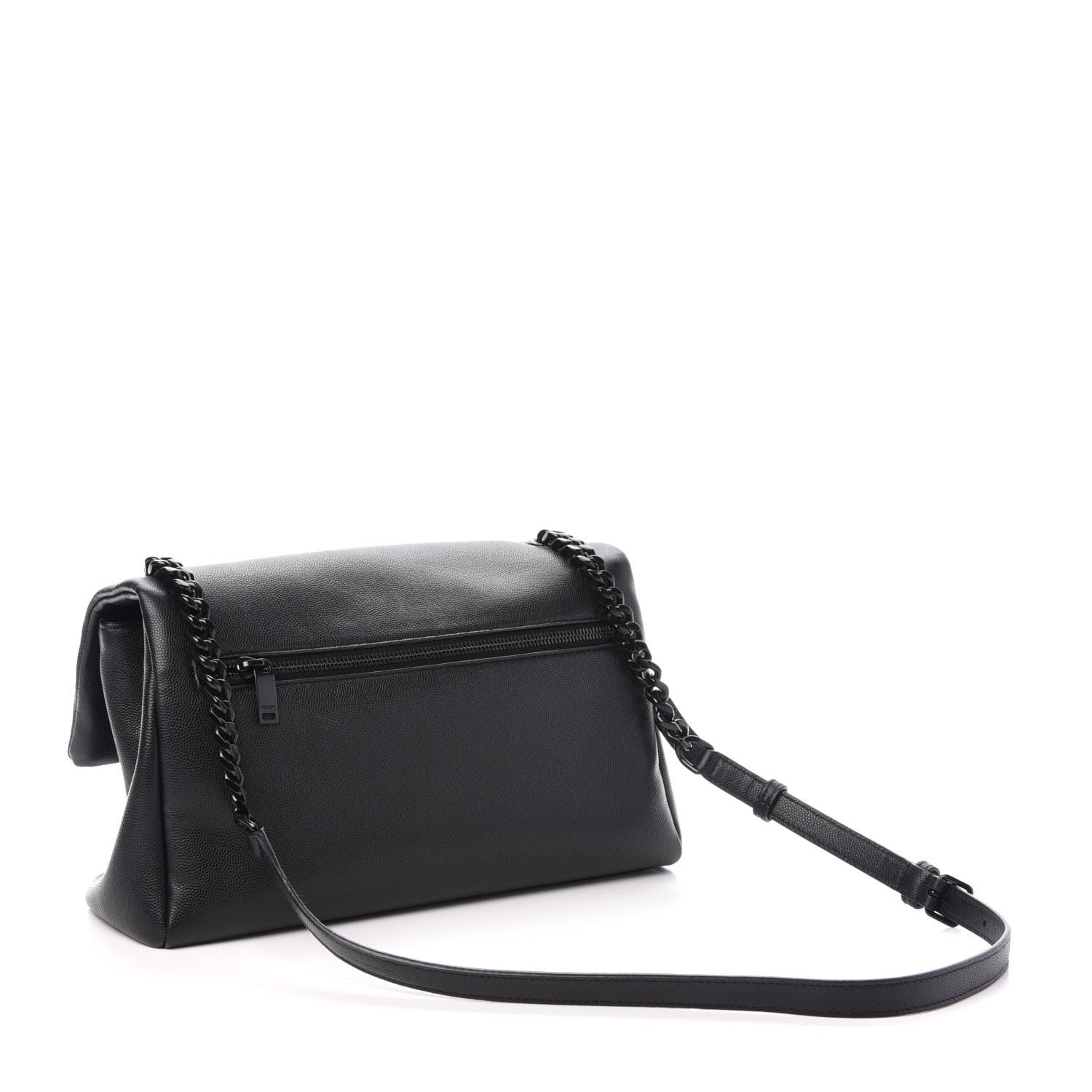 Saint Laurent Grain De Poudre Medium West Hollywood Monogram Fold-Over Black 3 of 10