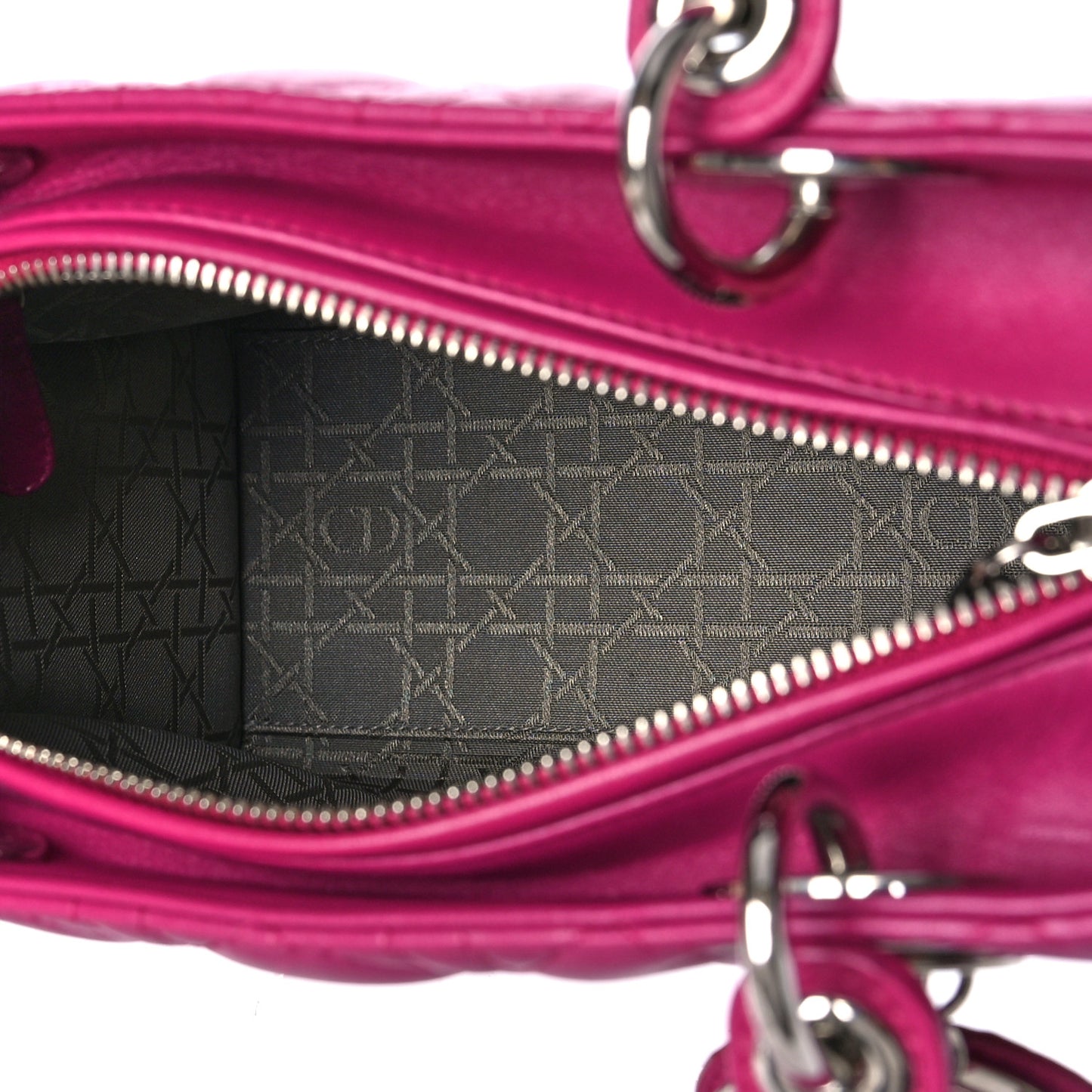 Lambskin Cannage Medium Lady Dior Fuchsia