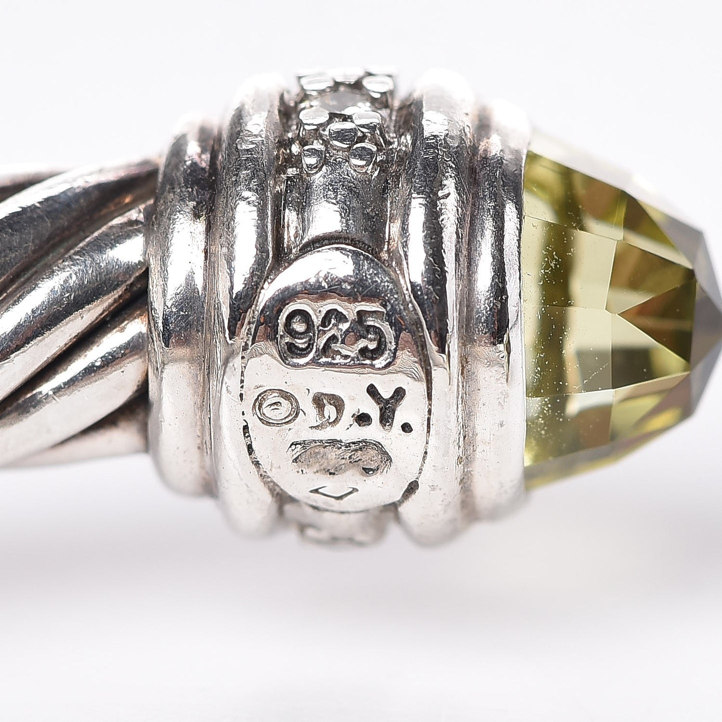 Sterling Silver Diamond Lemon Citrine 7mm Cable Classics Bracelet