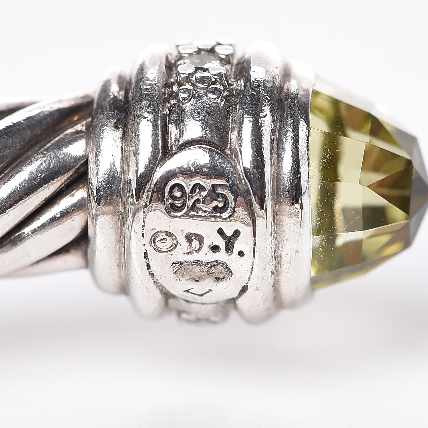 David Yurman Sterling Silver Diamond Lemon Citrine 7mm Cable Classics Bracelet 4 of 6