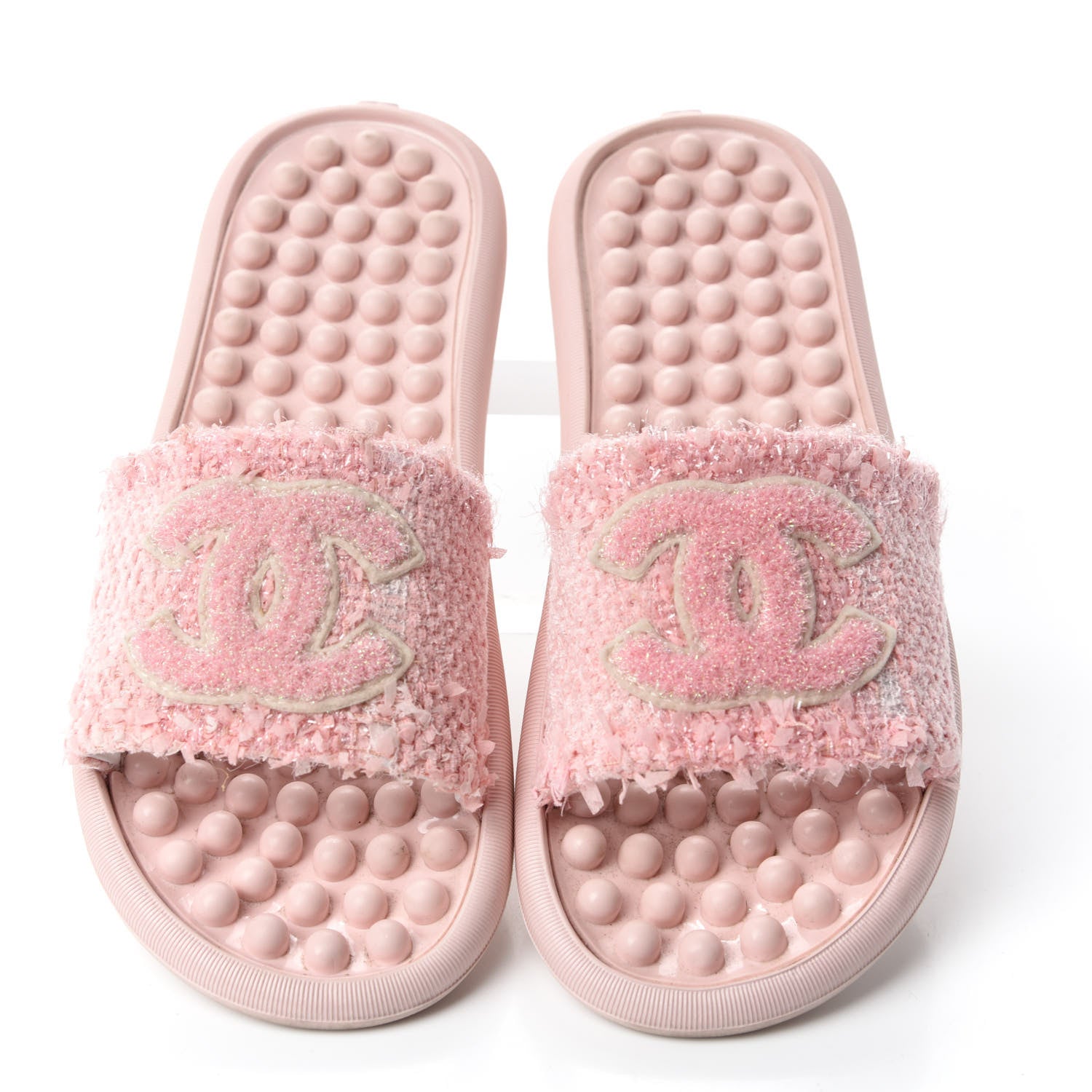 Chanel Tweed CC Mules 38 Pink Coral 6 of 11