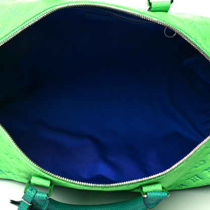 Louis Vuitton Taurillon Illusion Keepall Bandouliere 50 Bleu Vert 5 of 11