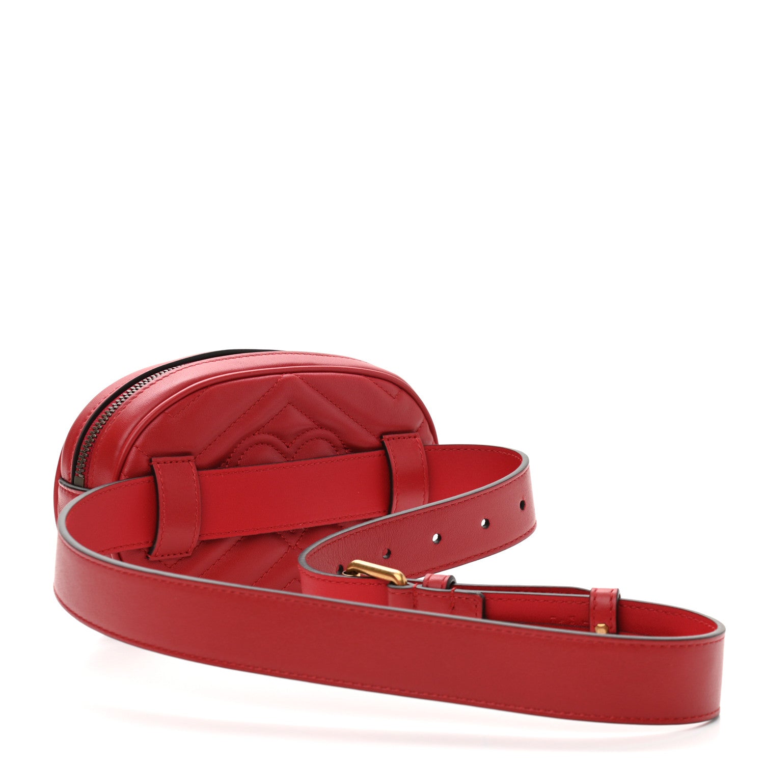 Gucci Calfskin Matelasse GG Marmont Belt Bag 85 34 Hibiscus Red 3 of 11