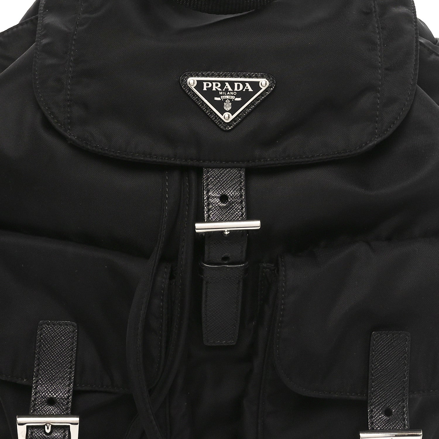 Prada Tessuto Nylon Saffiano Vela Medium Backpack Black 8 of 10
