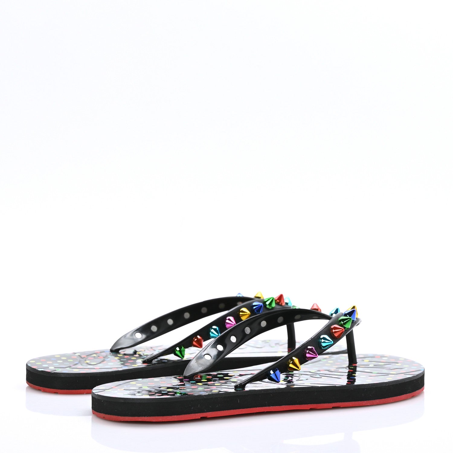 Christian Louboutin Rubber Spike Loubi Donna Flip Flop 36 Black Multicolor 4 of 6
