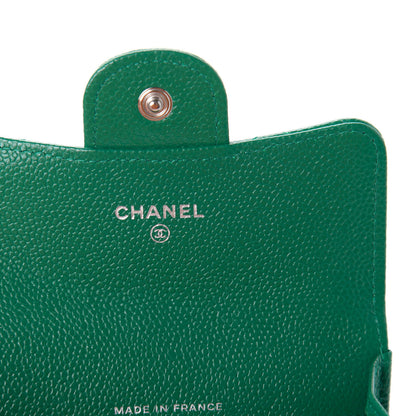 Chanel Caviar Quilted Flap Card Holder Wallet Green 9 of 15