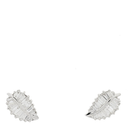 Anita Ko 18K White Gold Diamond Small Palm Leaf Earrings 1 of 5