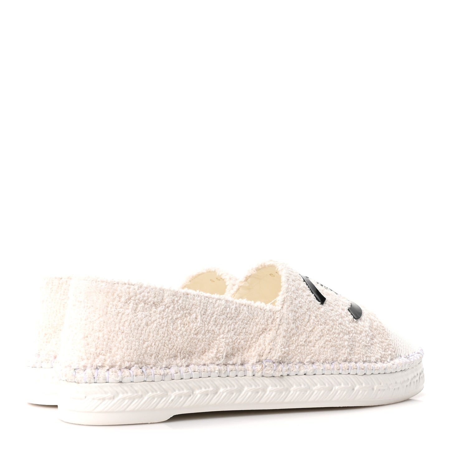 Tweed Grosgrain Patent CC Espadrilles 35 White Black