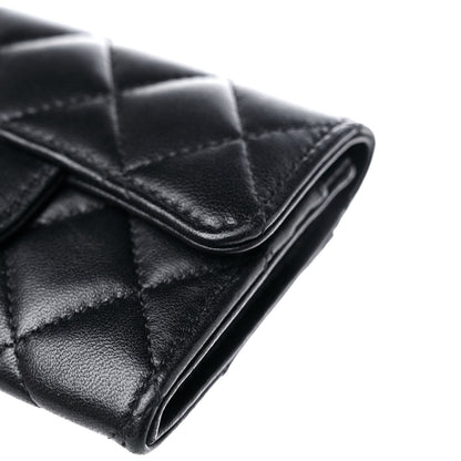Chanel Lambskin Quilted Flap Card Holder Wallet Black 11 of 12