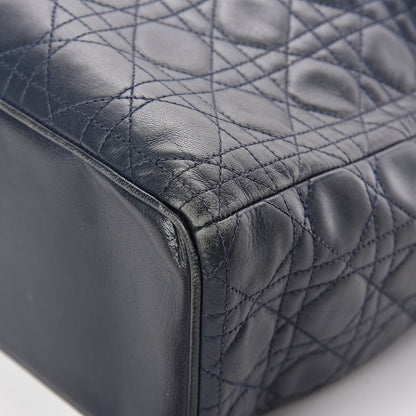Christian Dior Lambskin Cannage Large Soft Lady Dior Shopping Tote Navy Blue 16 of 19