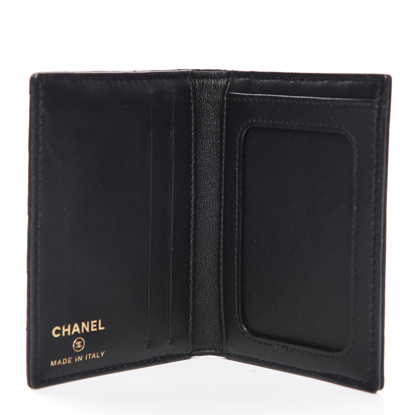 Sheepskin Chevron Card Holder Wallet Black
