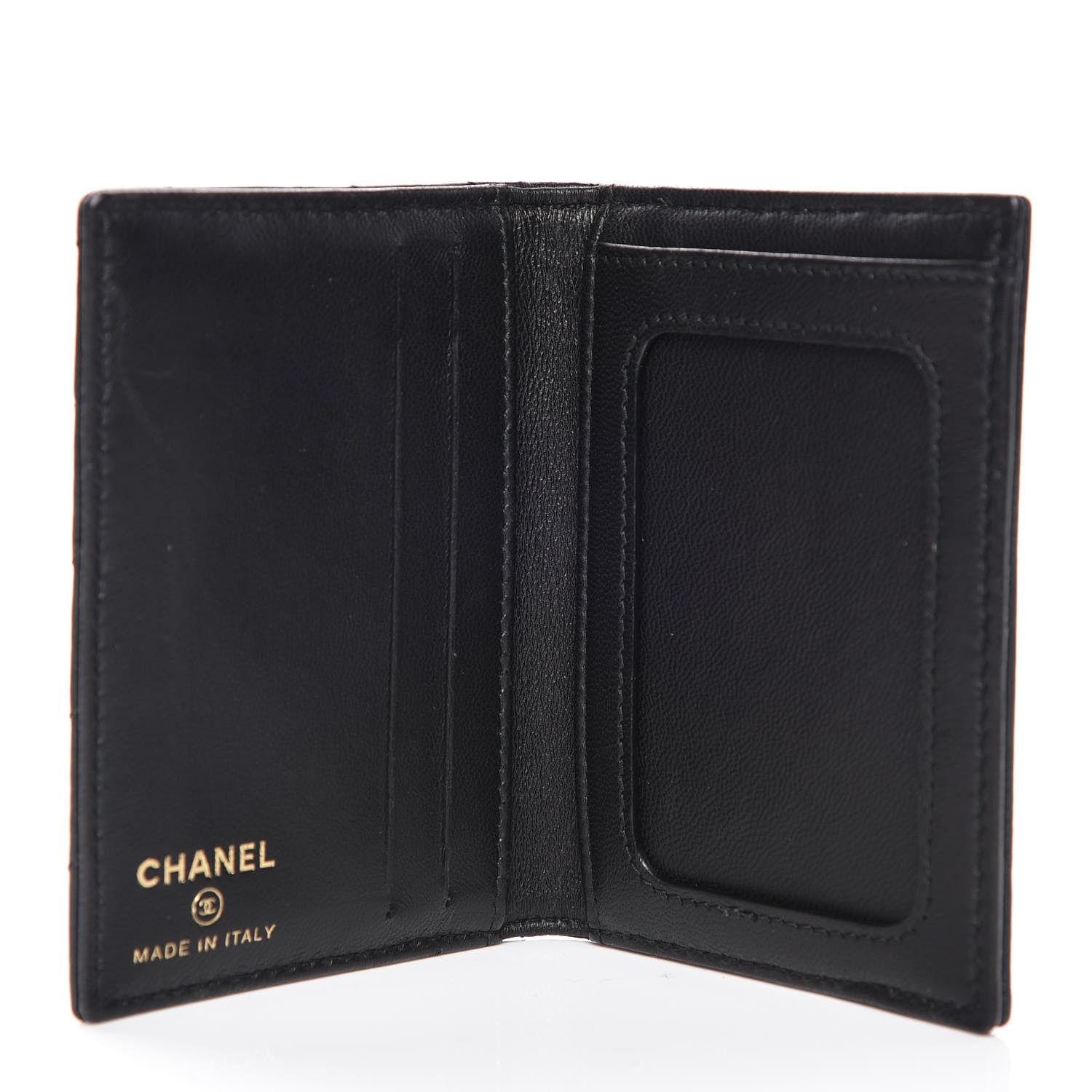 Chanel Sheepskin Chevron Card Holder Wallet Black 5 of 10