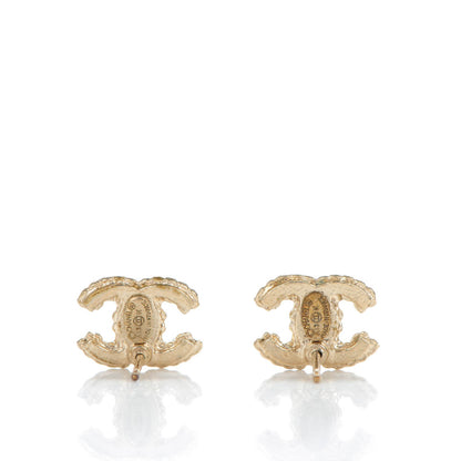 Chanel Crystal Timeless CC Earrings Gold 3 of 4