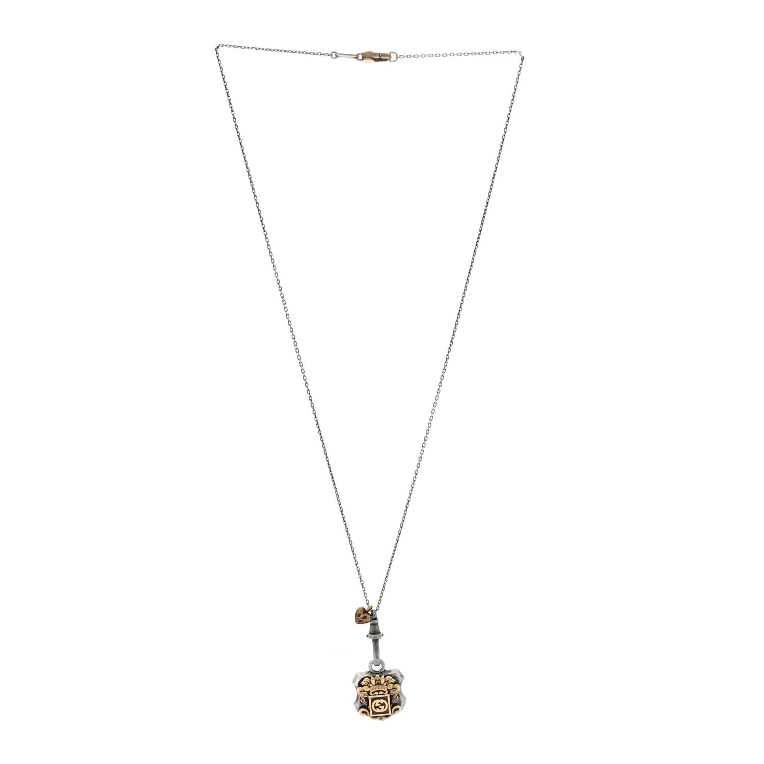Gucci Sterling Silver Crest Necklace Gold 3 of 5