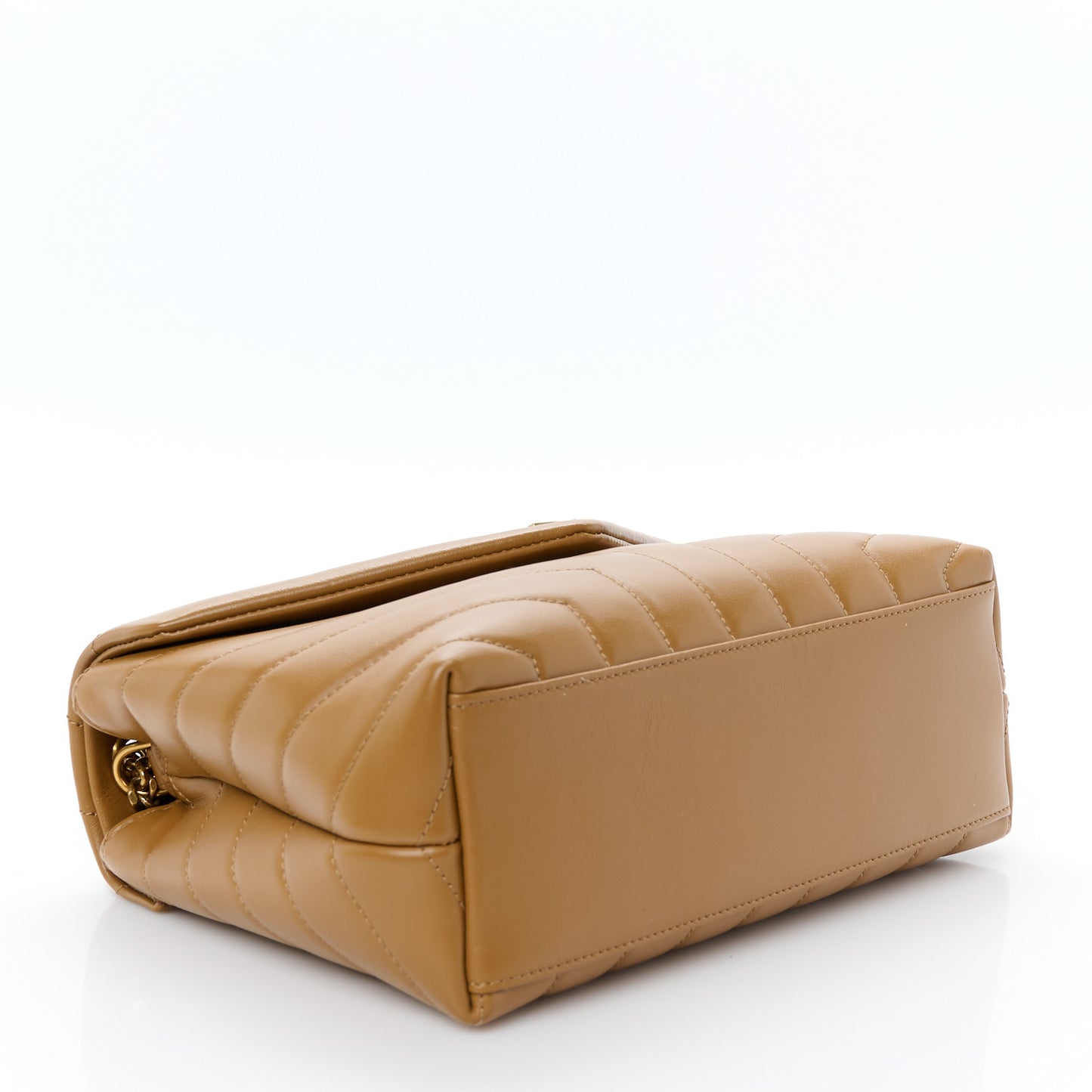 Calfskin Y Quilted Monogram Small Loulou Chain Satchel Dark Natural