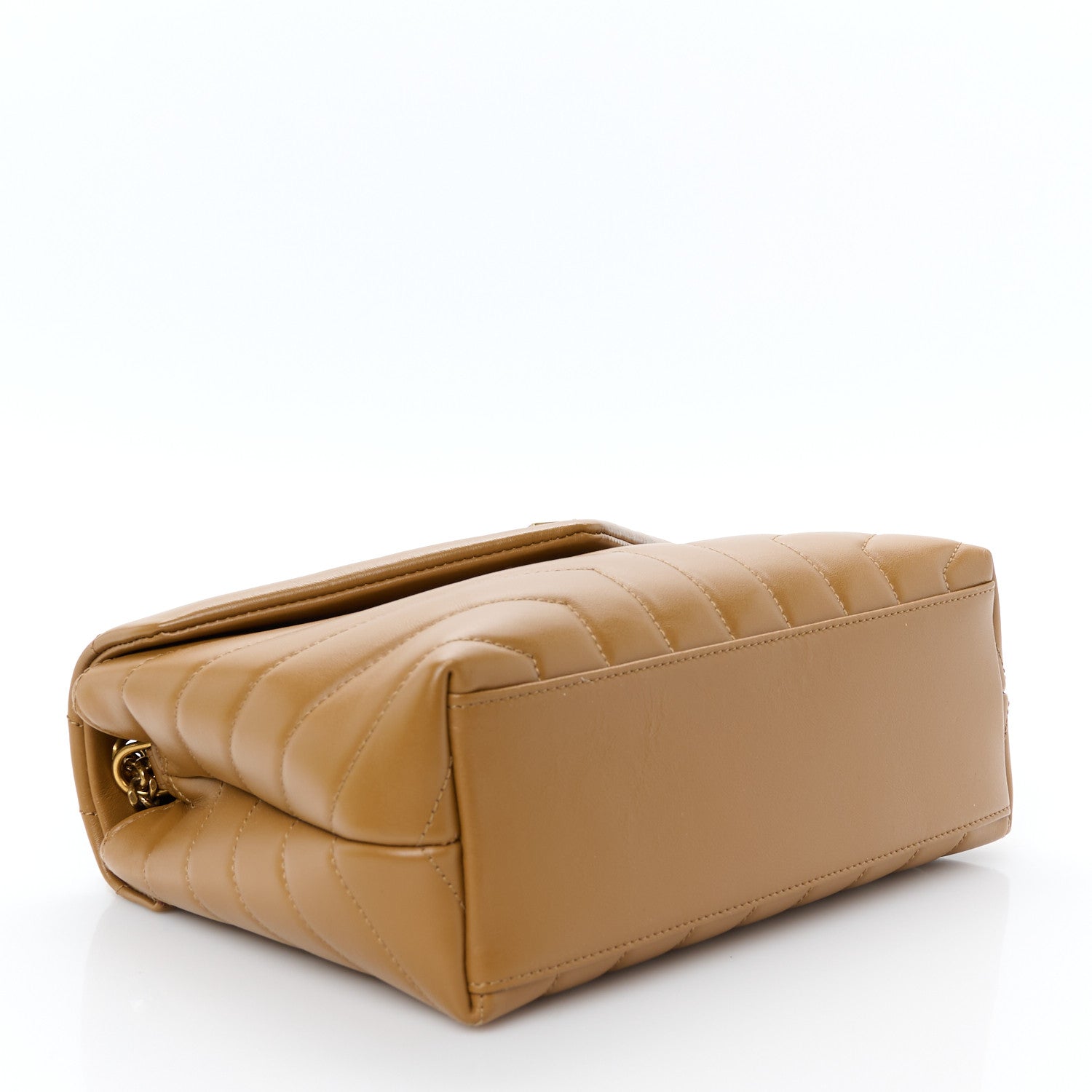 Saint Laurent Calfskin Y Quilted Monogram Small Loulou Chain Satchel Dark Natural 4 of 11