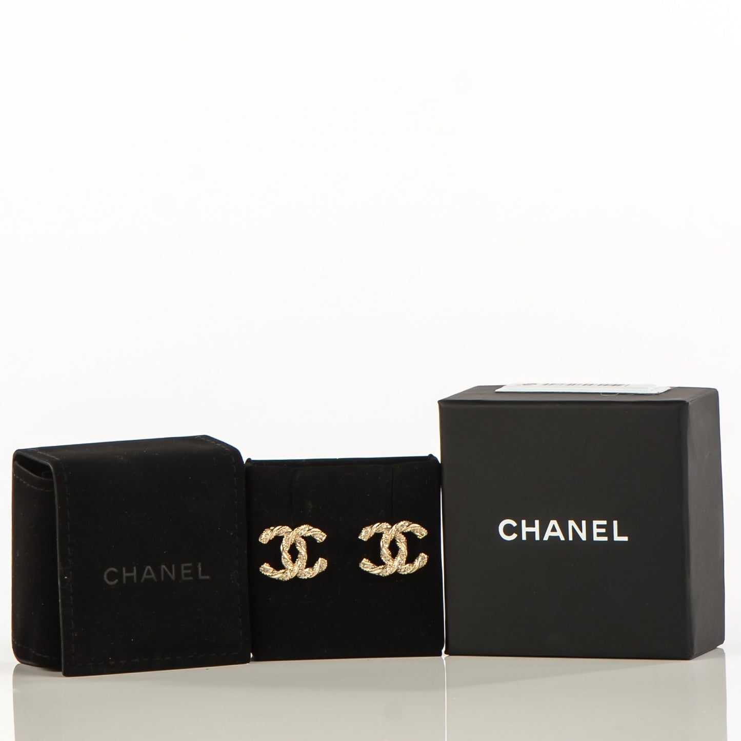 Crystal Twisted CC Earrings Gold