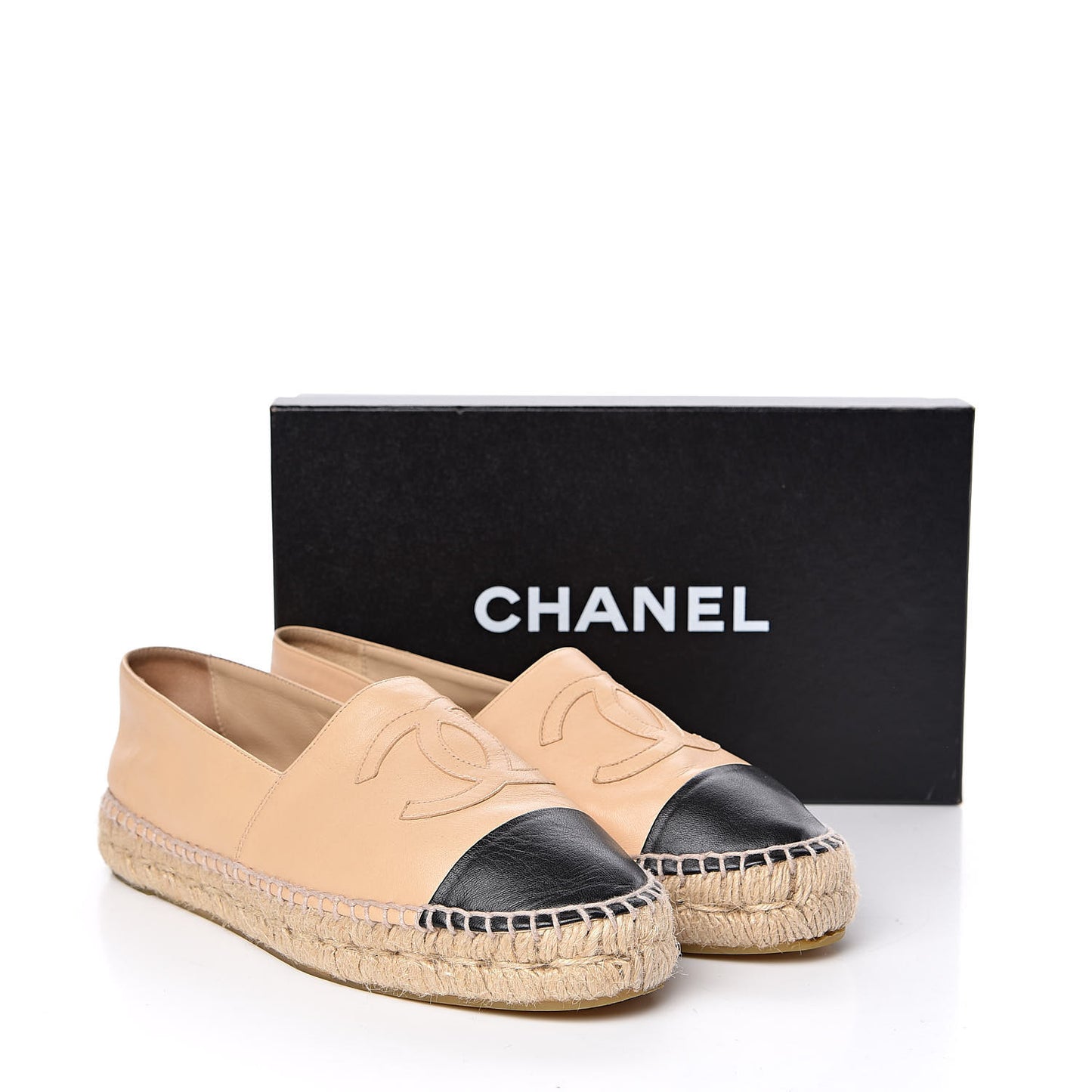 Lambskin CC Espadrilles 40 Beige Black