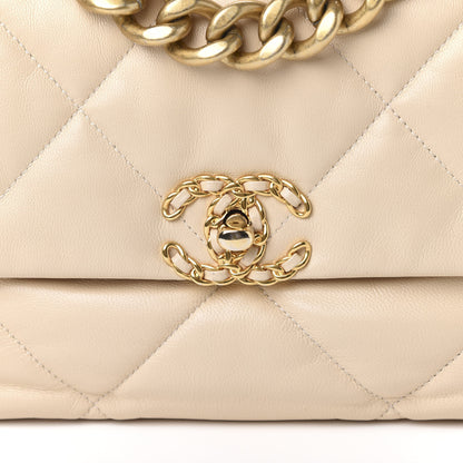 Chanel Goatskin Quilted Medium 19 Flap Beige 10 of 10