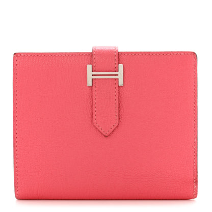 Hermes Chevre Mysore Bearn Compact Wallet Rose Lipstick 1 of 11