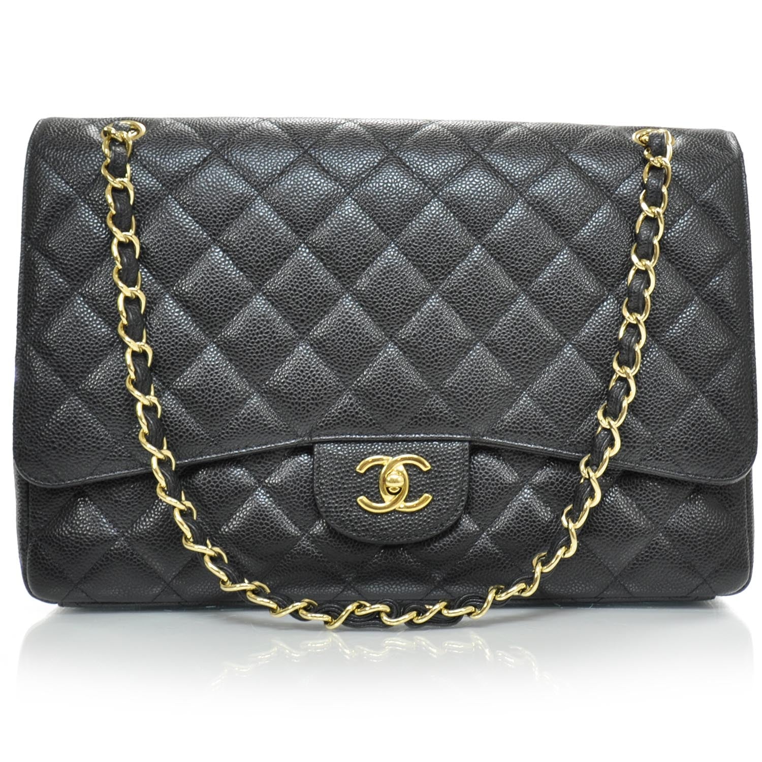 Chanel Caviar Maxi Single Flap Black GHW 1 of 9