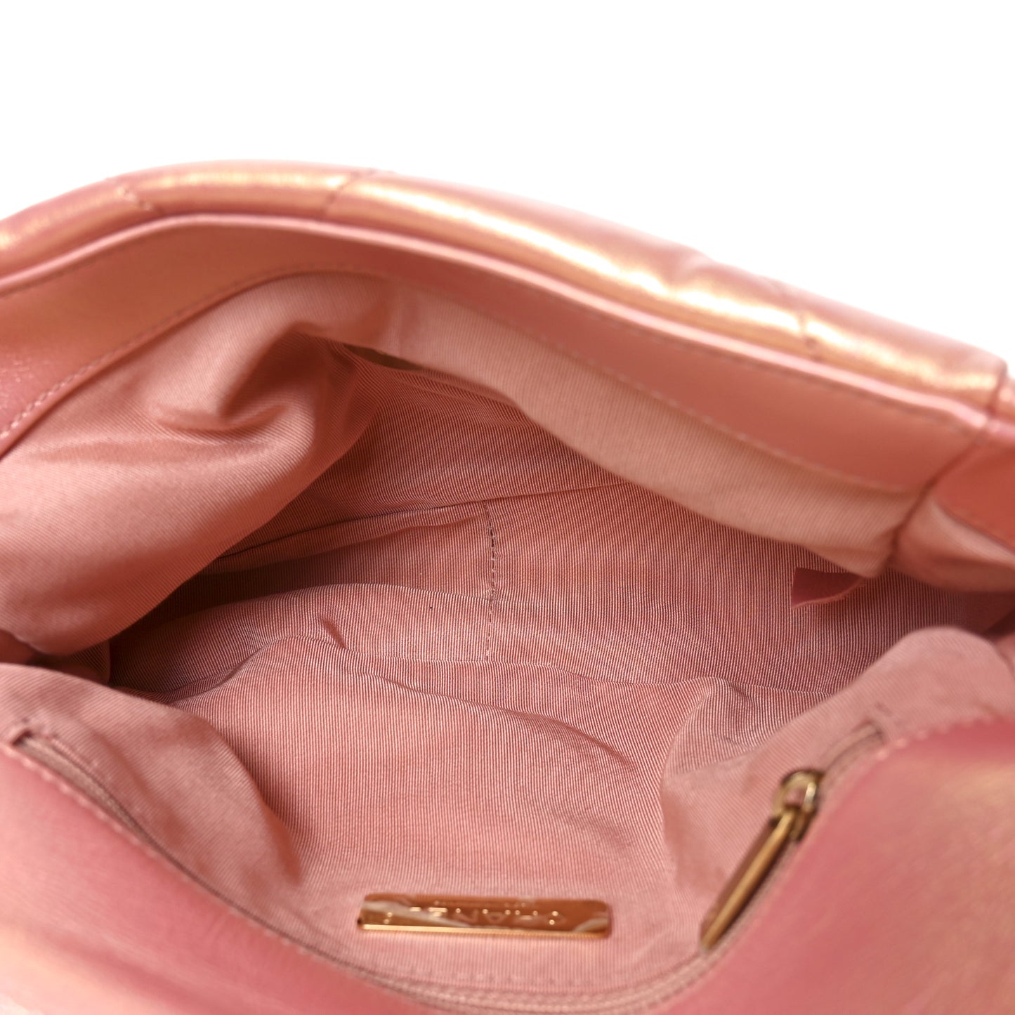Iridescent Calfskin Quilted Medium Chanel 19 Flap Pink