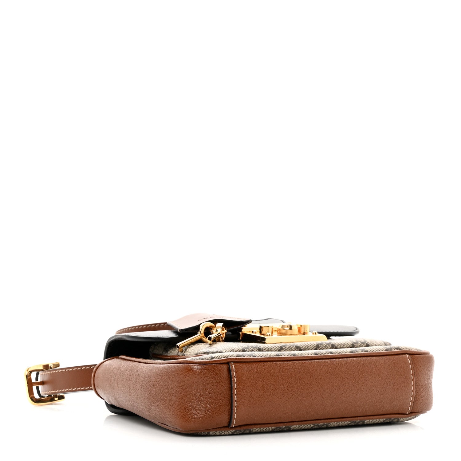 Gucci GG Supreme Monogram New Sakai Lux Calfskin Mini Padlock Flap Pocket Shoulder Bag Beige Ebony Black Cuir 4 of 15