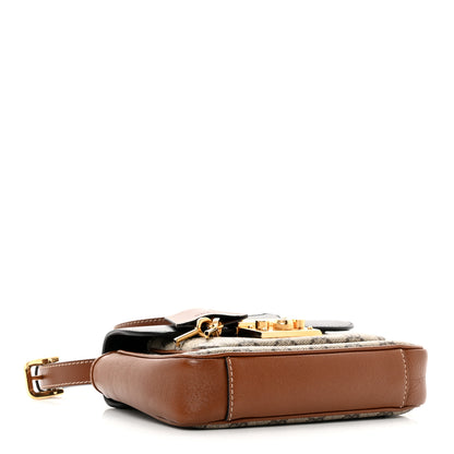Gucci GG Supreme Monogram New Sakai Lux Calfskin Mini Padlock Flap Pocket Shoulder Bag Beige Ebony Black Cuir 4 of 15