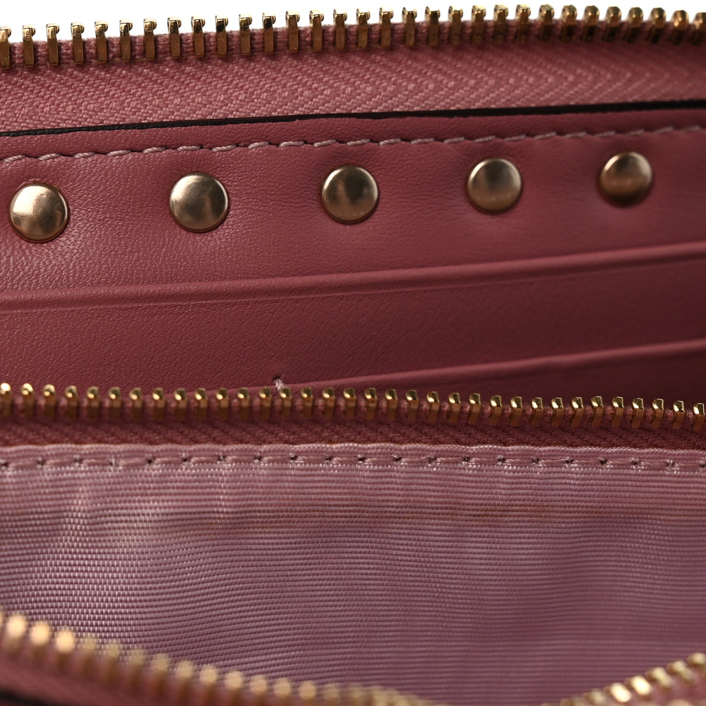 Calfskin Rockstud Zip Around Wallet Lipstick
