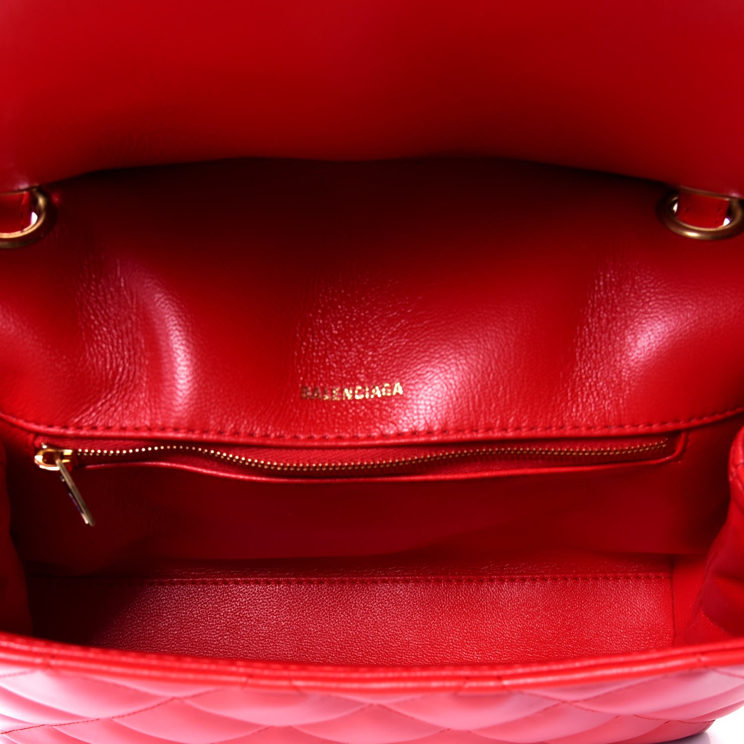 Balenciaga Nappa Calfskin Quilted Medium Touch B Shoulder Bag Bright Red 4 of 4