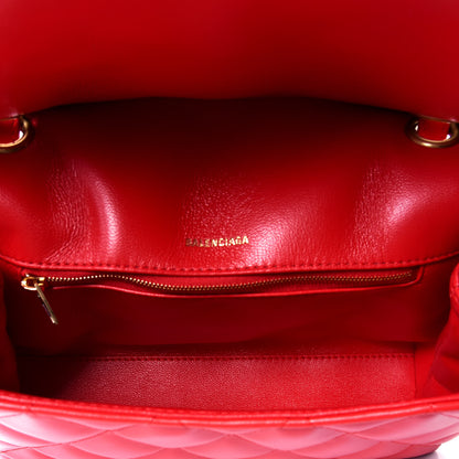 Balenciaga Nappa Calfskin Quilted Medium Touch B Shoulder Bag Bright Red 4 of 4