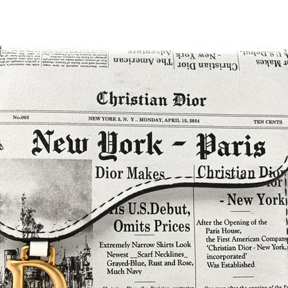 Christian Dior Calfskin Newspaper Print Saddle Lotus Wallet White Black 7 of 8