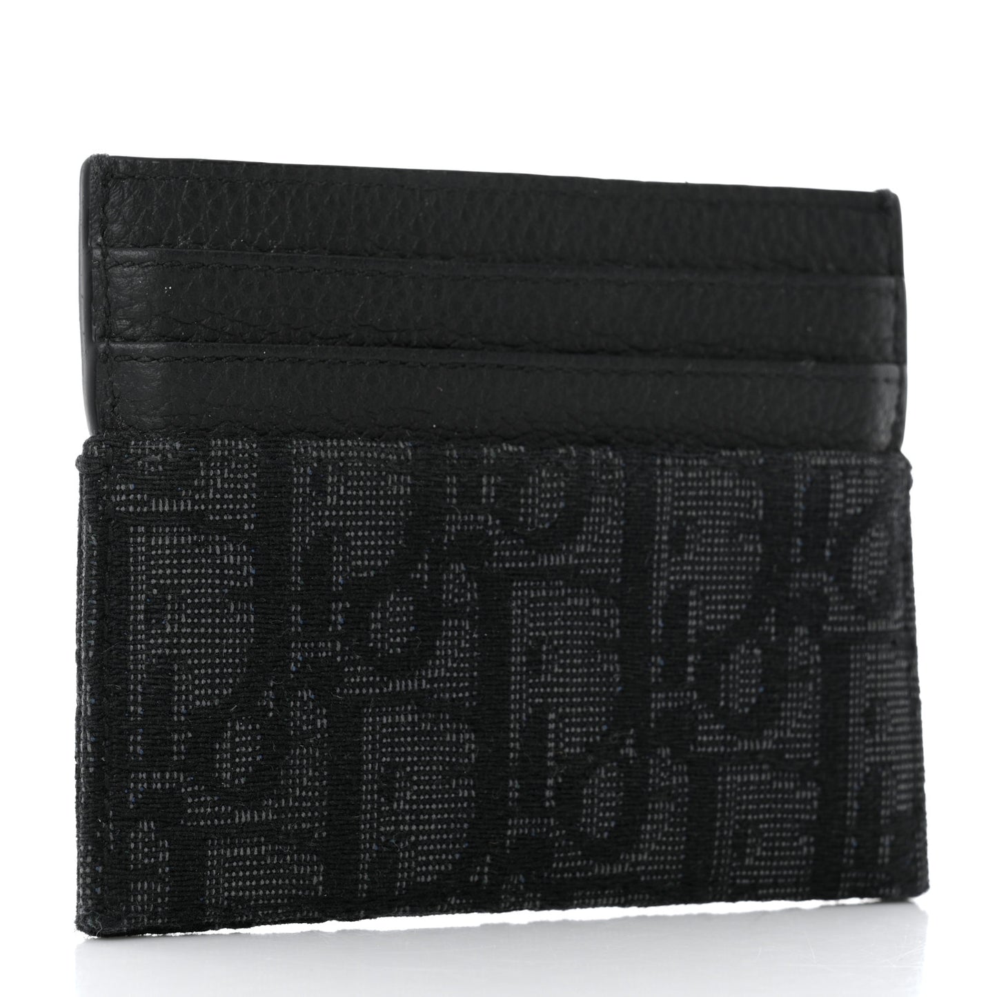Calfskin Oblique Card Holder Black