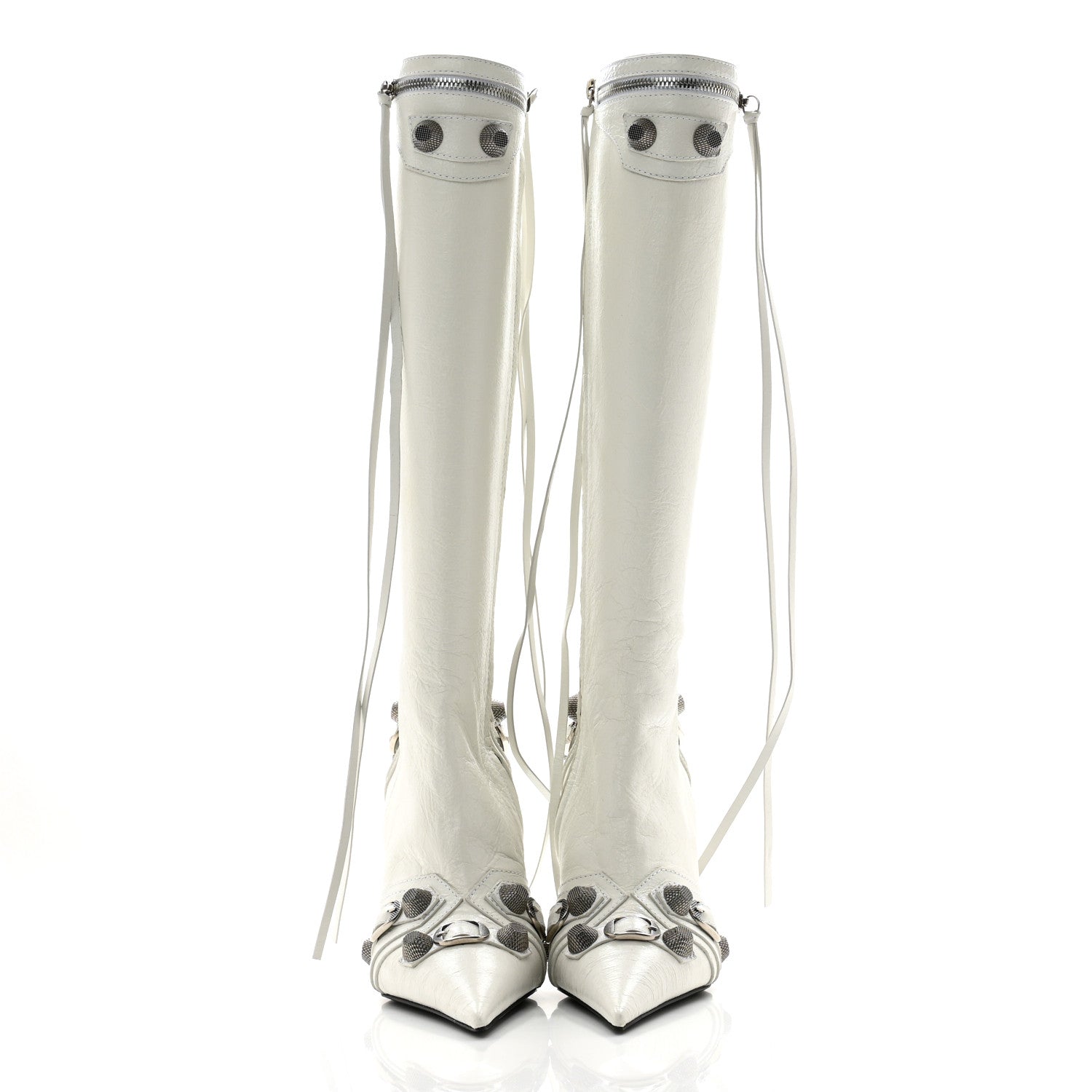 Balenciaga Agneau Arena Cagole 90mm Boots 37 Optic White Silver 2 of 10