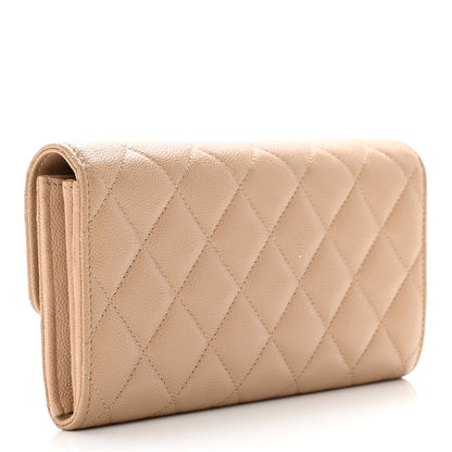 Chanel Caviar Quilted Crystal CC Large Gusset Flap Wallet Beige 4 of 9