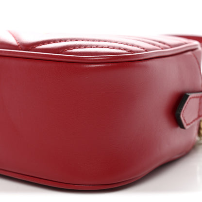 Gucci Calfskin Matelasse Small GG Marmont Chain Shoulder Bag Hibiscus Red 17 of 20