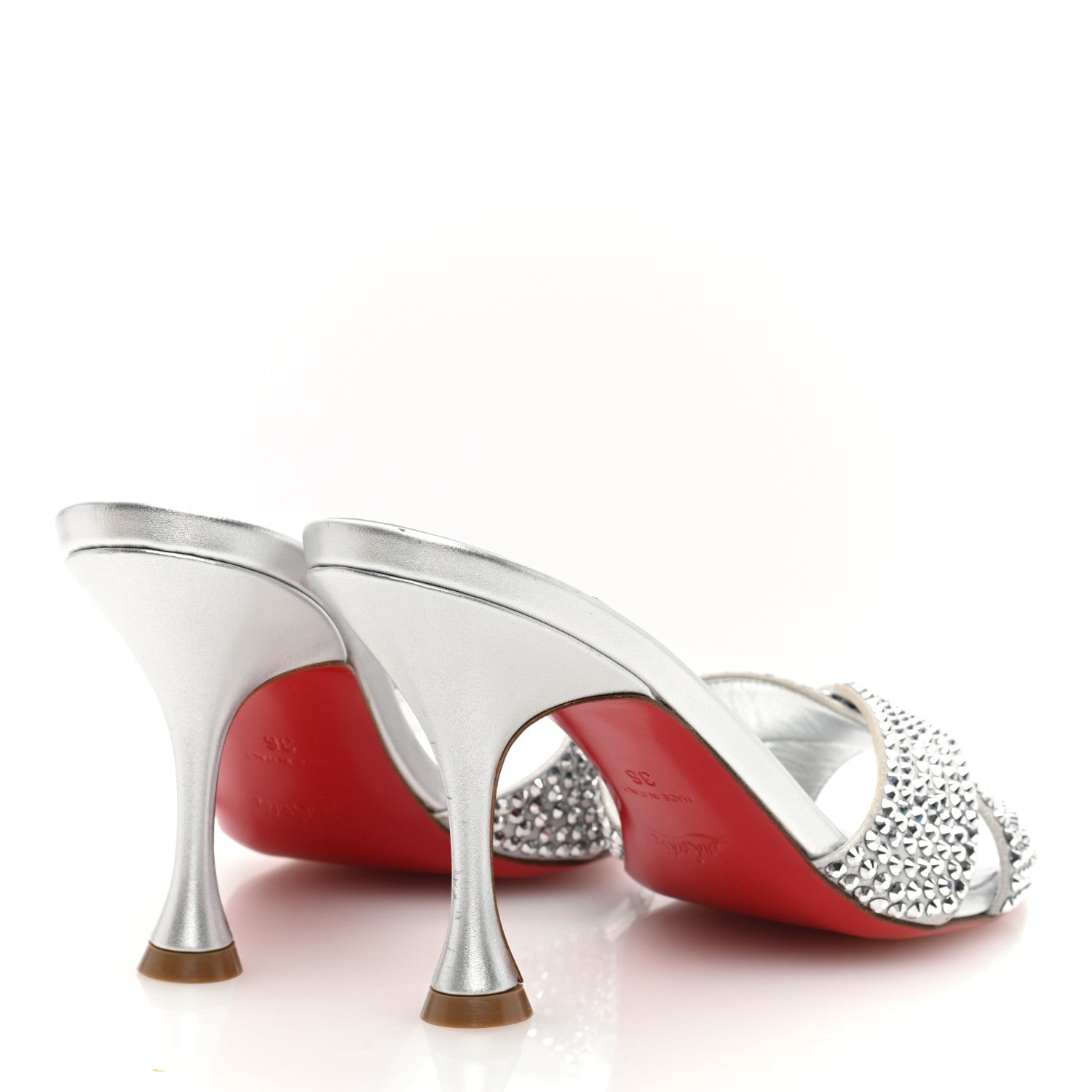 Christian Louboutin Suede Metallic Kid Lambskin Strass Mariza Is Back 85 Sandals 36 Silver 4 of 8