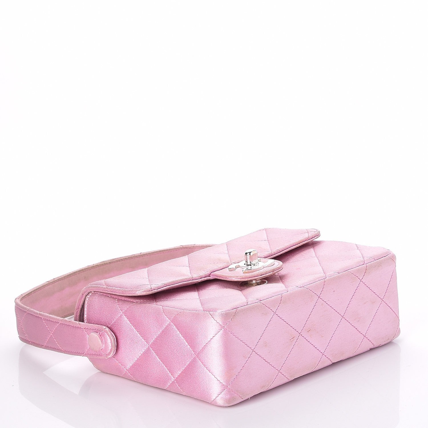 Chanel Satin Quilted Evening Bag Pink 6 of 13