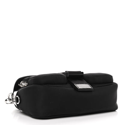 Prada Re-Nylon Spazzolato Double Pocket Buckle Shoulder Bag Black 3 of 4