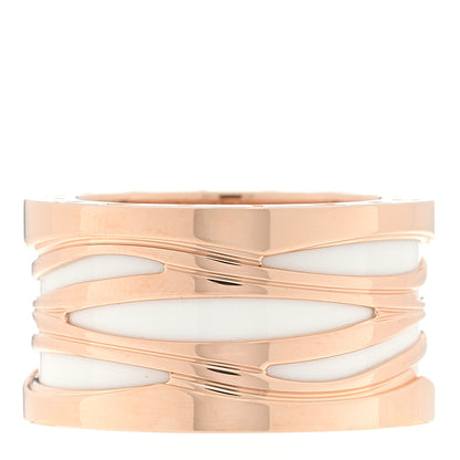 Bulgari 18K Rose Gold White Ceramic B.Zero1 Legend Four-Band Ring 53 6.5 3 of 5