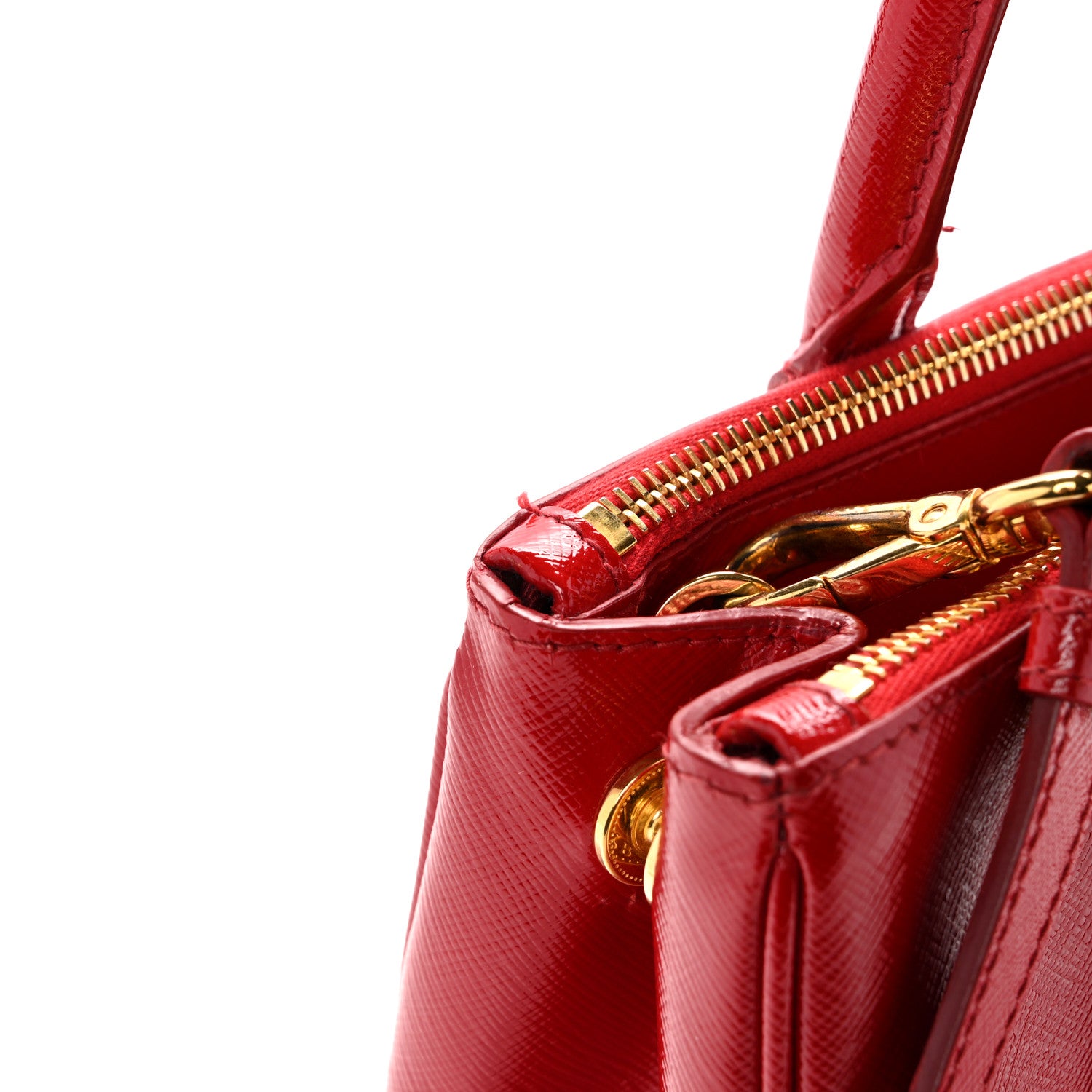 Prada Saffiano Vernice Galleria Double Zip Tote Rosso 12 of 14