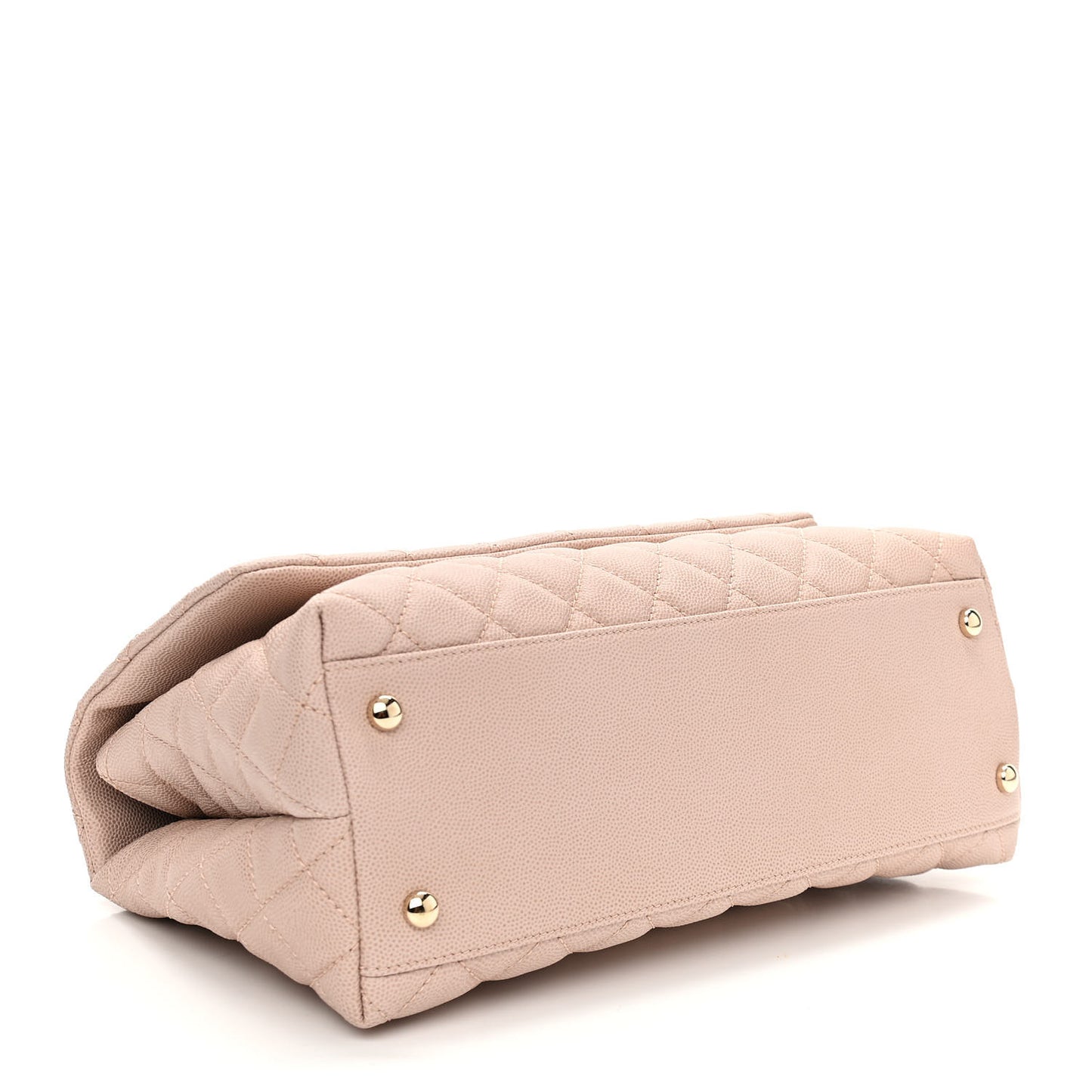 Caviar Quilted Small Coco Handle Flap Light Beige