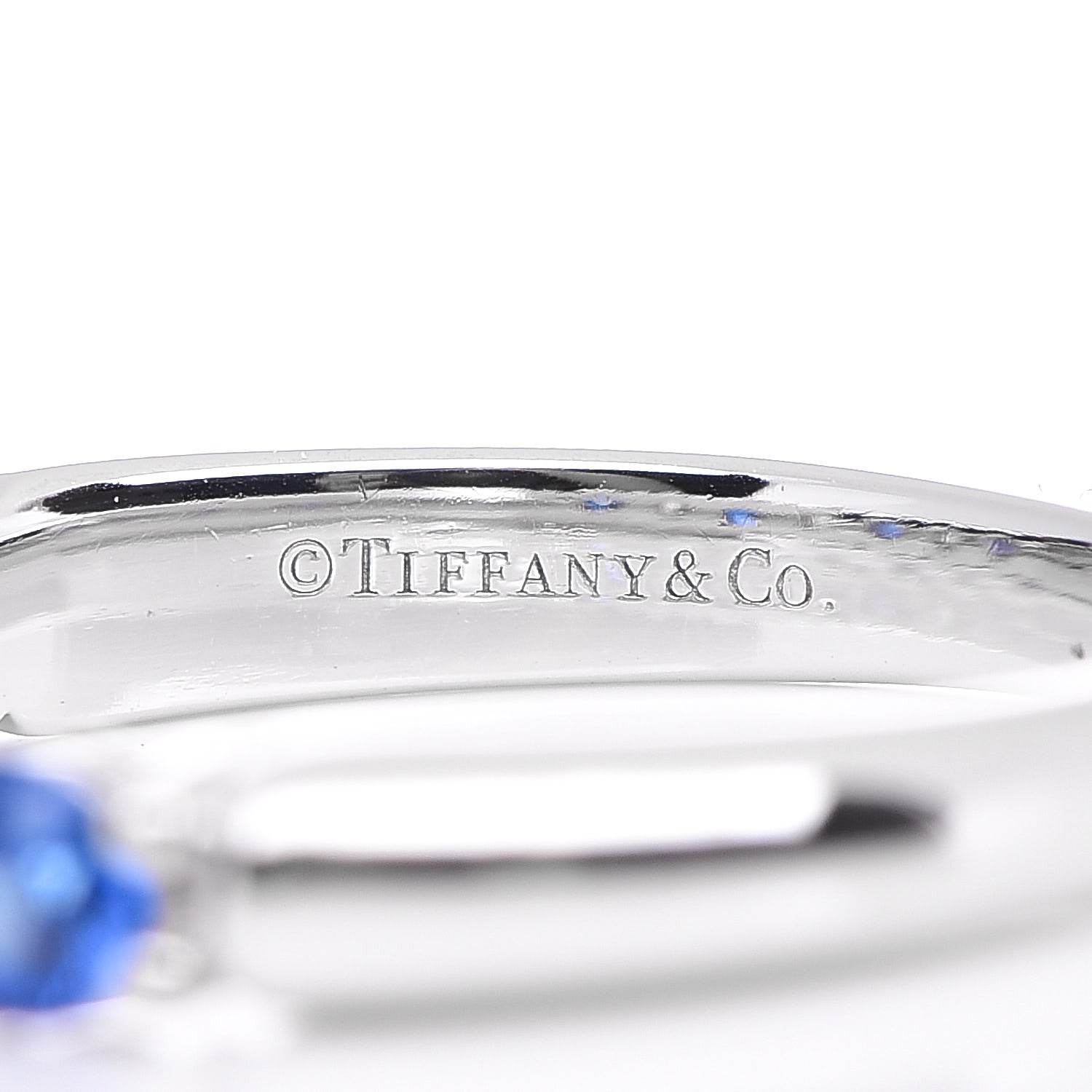 Tiffany Platinum Diamond Blue Sapphire Embrace Ring 49 5 5 of 6